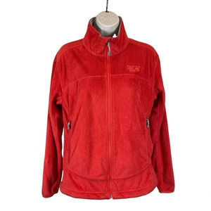 Mountain Hardwear women’s orange fleece zip up jacket medium fuzzy soft